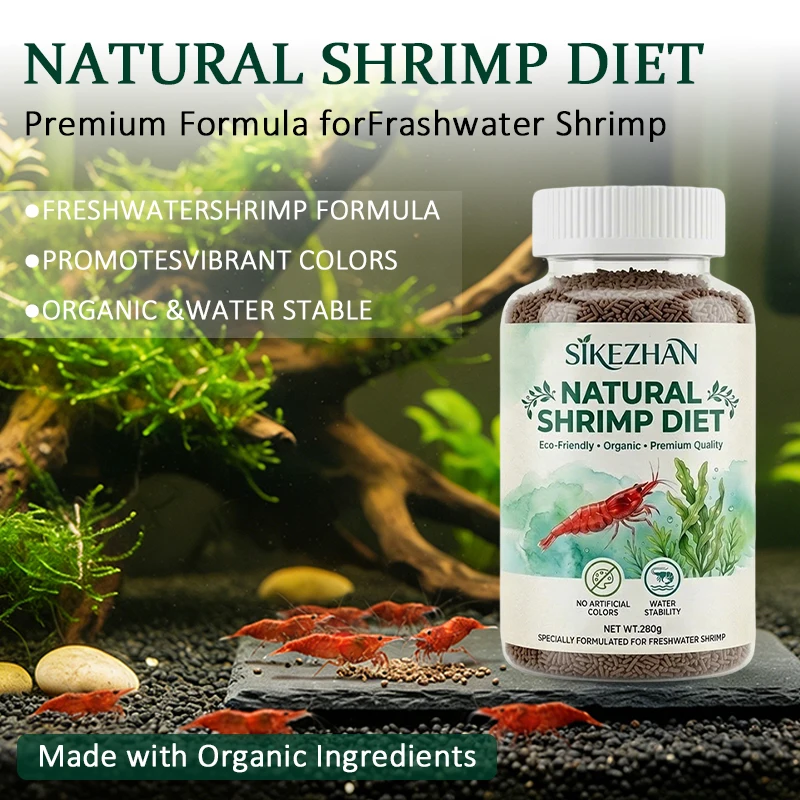 280g Pellets de Ração Orgânica para Camarões, Dieta Natural para Camarões de Água Doce, Alimento para Aquário, Estabilidade da Água, Nutrição Ecológica