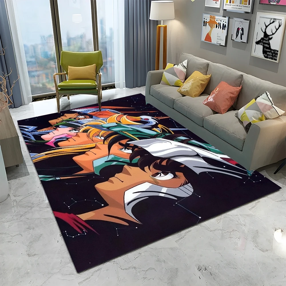 Retro Saint Seiya Anime Cartoon Carpet Rug for Home Living Room Bedroom Sofa Doormat Decor,kids play Area Rug Non-slip Floor Mat