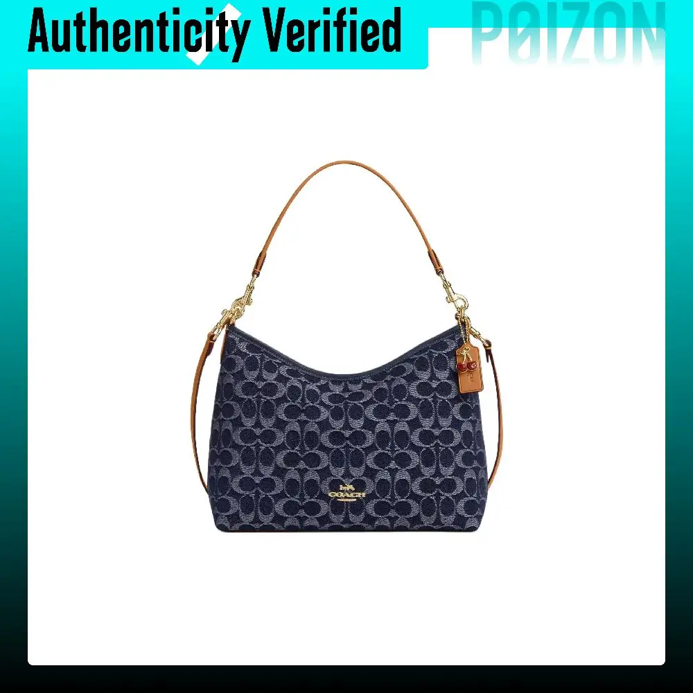 COACH Laurel Fabric Shoulder Bag Large Women's Denim Blue CY702-IMXIA