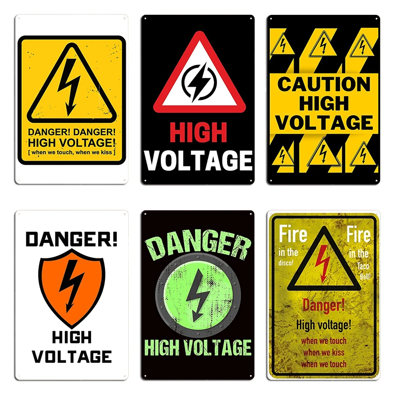 خطر الجهد العالي تسجيل Ppleater علامة معدنية تصميم غرفة المعيشة نادي تخصيص صدئ الجهد العالي تحذير تين تسجيل ملصق