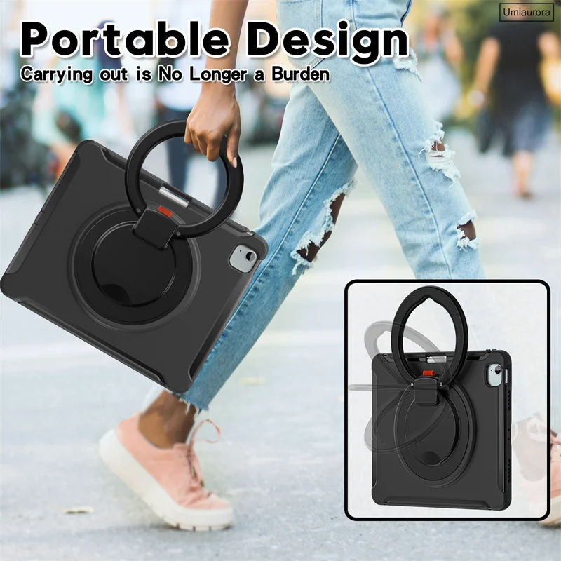 لباد ميني 8.3 "A17 برو 11 12.9 13 بوصة M2 M3 M4 M5 الهواء 7 6 5 4 10.9 حلقة سحب حامل اللوحي غطاء مدرع للصدمات Funda