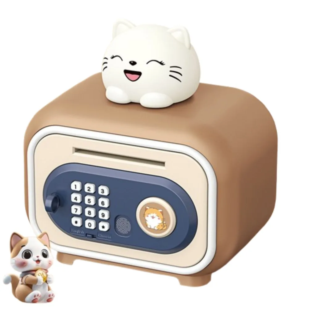 Serrure par mot de passe, enroulable automatique, banque d'épargne, boîte de rangement protégée par empreinte digitale, caissons d'argent pour enfants, coffre-fort à rappel vocal