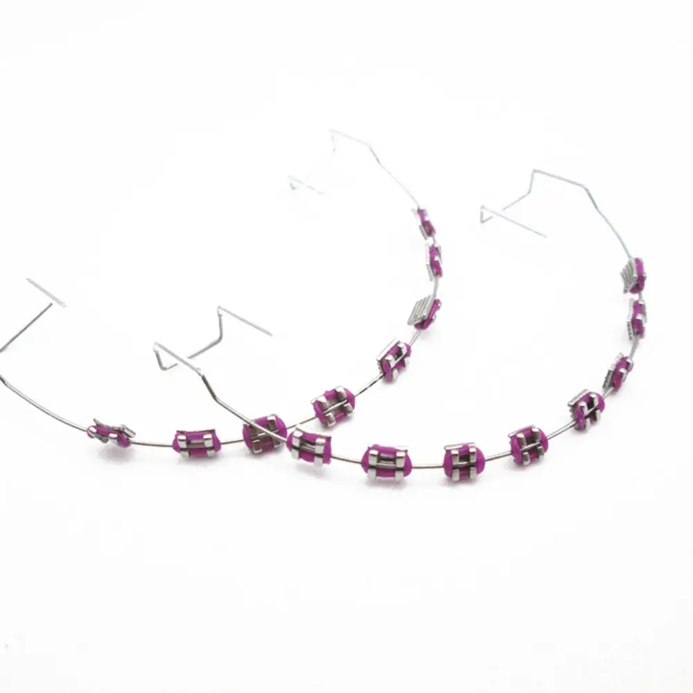 

1 пара красочных временных украшений для зубов с металлическими проводами, стоматологические украшения, ортодонтические лигатуры, завязки, брекеты, поддельные брекеты