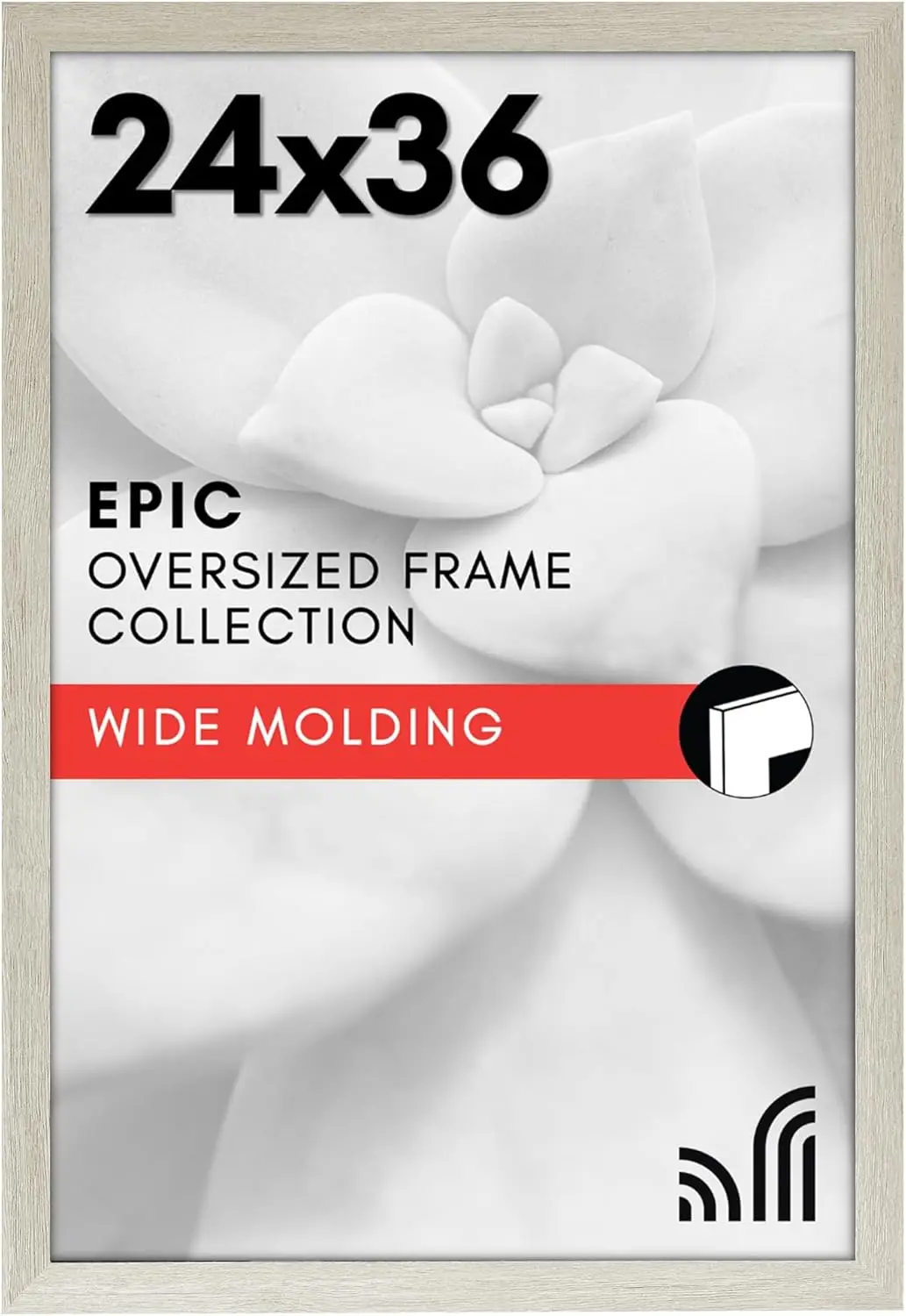 

24x36 Wide Picture Frame with Polished Plexiglass - Engineered Wood for Vertical/Horizontal Wall Display - Grey Finish