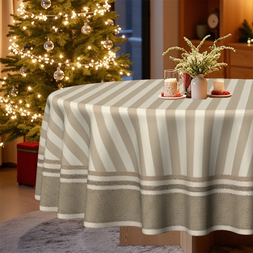 One tablecloth, with a Christmas theme, featuring circular stripe pattern, suitable for the family kitchen tablezyc
