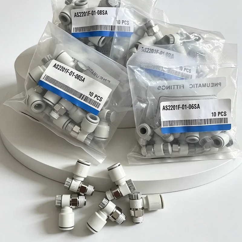 100Pcs/lot  Pneumatic Adjustable Fitting AS1201F-M5-04A Throttle Valve Cylinder AS2201F Speed Control 02-06SA Speed Regulation