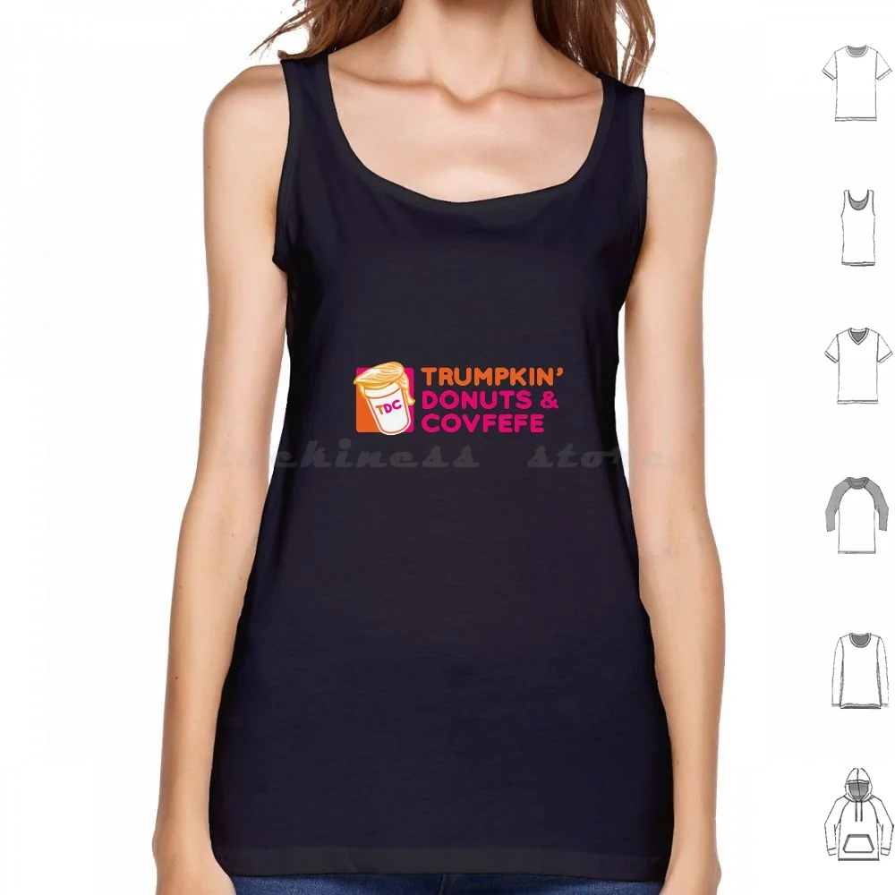 Trumpkin' Donuts & Covfefe Tank Tops Vest Sleeveless Donald Trump Donald Trump Covfefe Donut Donuts Coffee Dunkin Dunking Logo