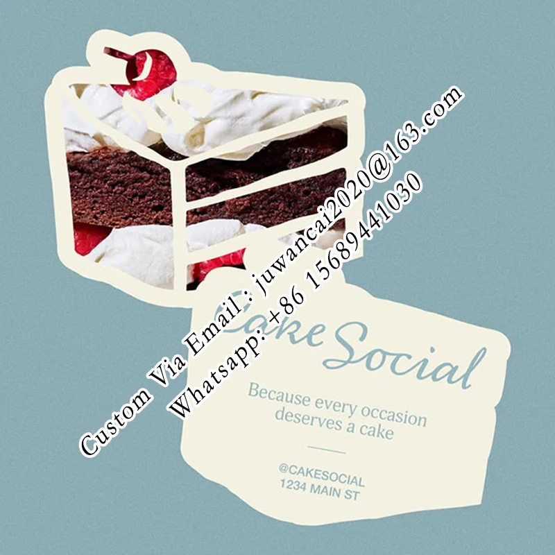 Custom Cake Shaped Business Card Printing Die Cut Business Cards Design Bakery Branding Loyalty Cards Promotion Cards Packaging