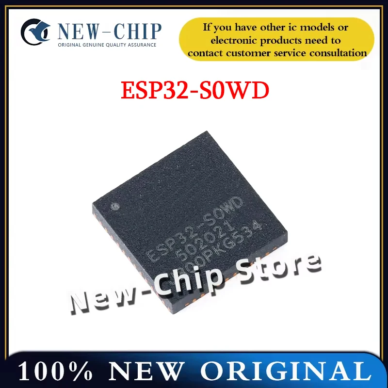 2PCS-50PCS/LOT ESP32-S0WD QFN-48 Wi-Fi+BLE dual-mode 32-bit single-core MCU chip New Original  ESP32