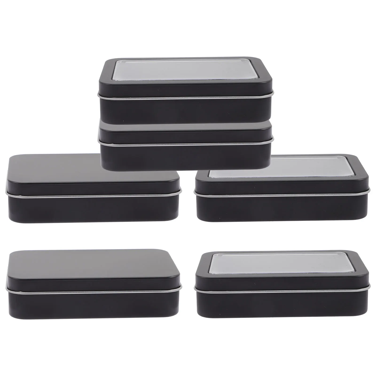 

6pcs Tinplate Card Holder Clear Window for Poker Cards Storage Small Item ganizer Black Color Gaming Accessories