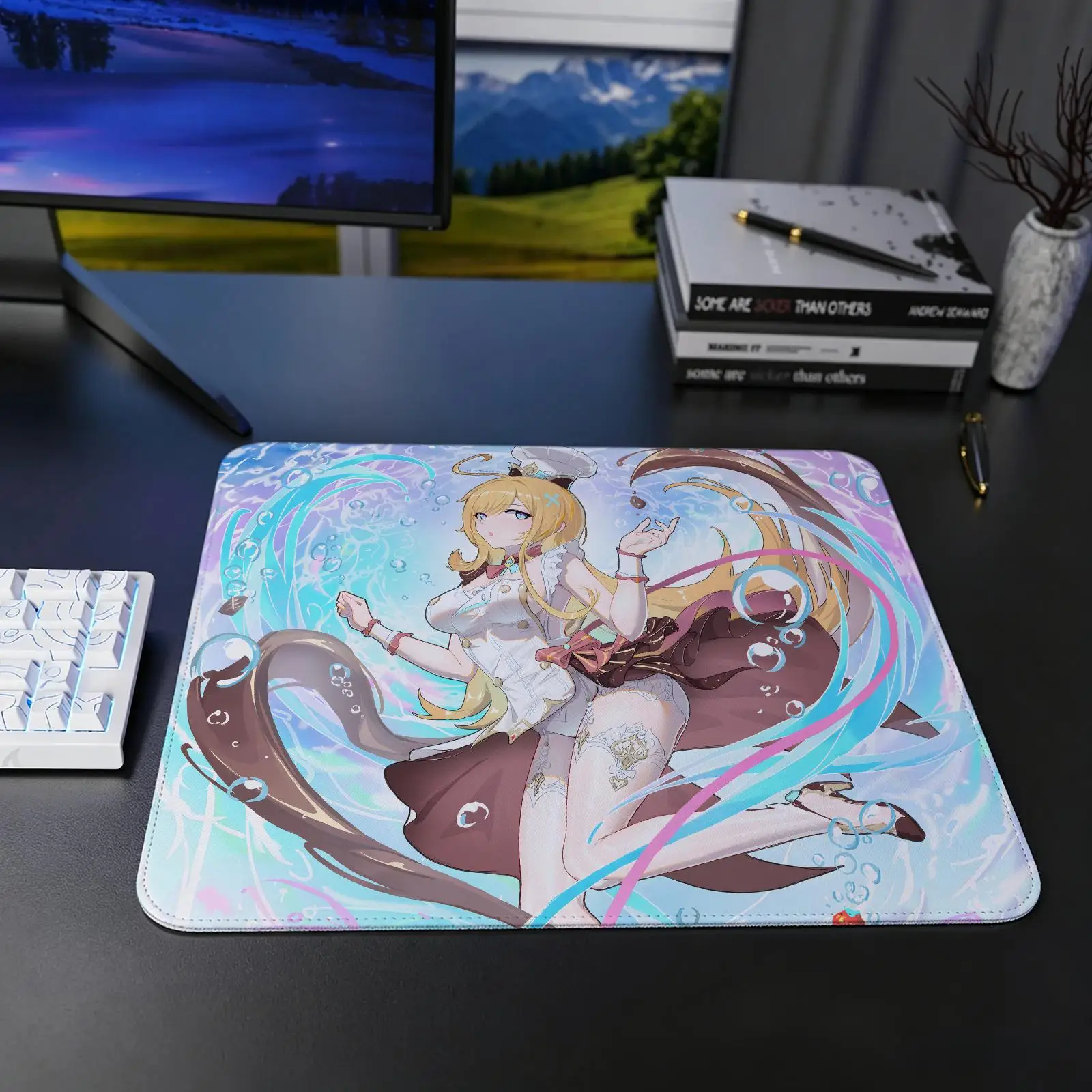Genshin Impact Escoffier Mouse Pad Regular gaming mouse pad S/M/L size Office mouse pad Laptop desk mat Stitched edge mouse pad