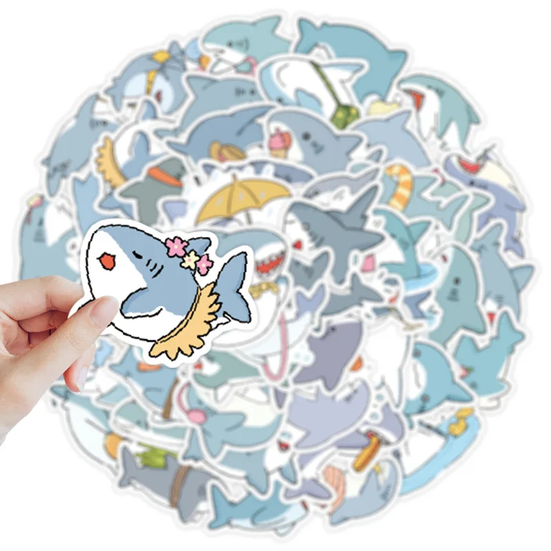 10/30/50PCS Shark Meme Stickers Cute Animal Sticker Scrapbook Luggage Laptop Guitar Car Bike Skateboard  Cartoon Decals Kids Toy