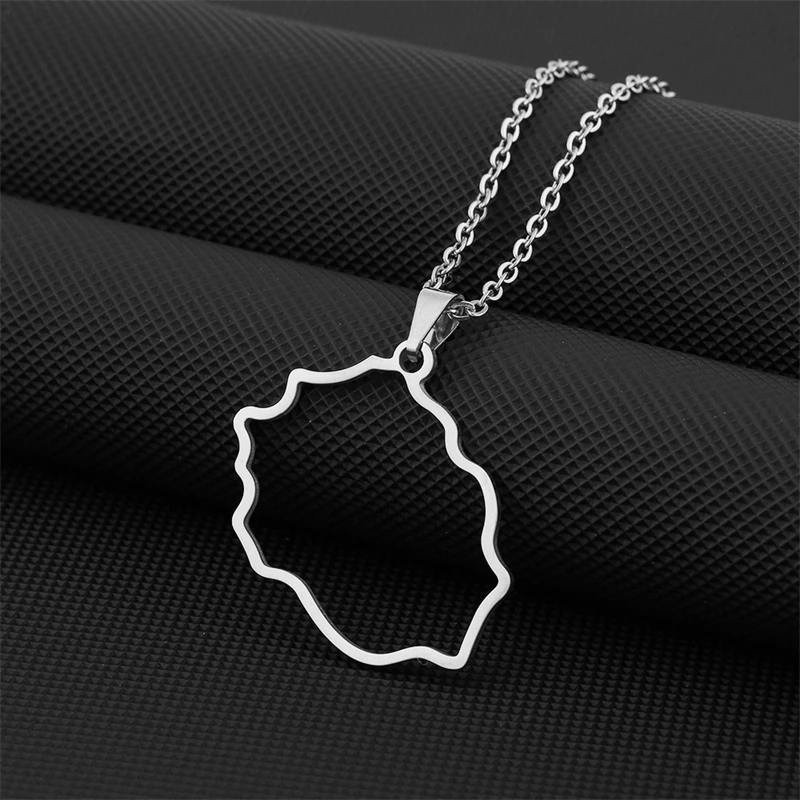 France Reunion Island Map Pendant Necklace Stainless Steel For Women Girls Gold Silver Color Charm Outline Female Choker Jewelry