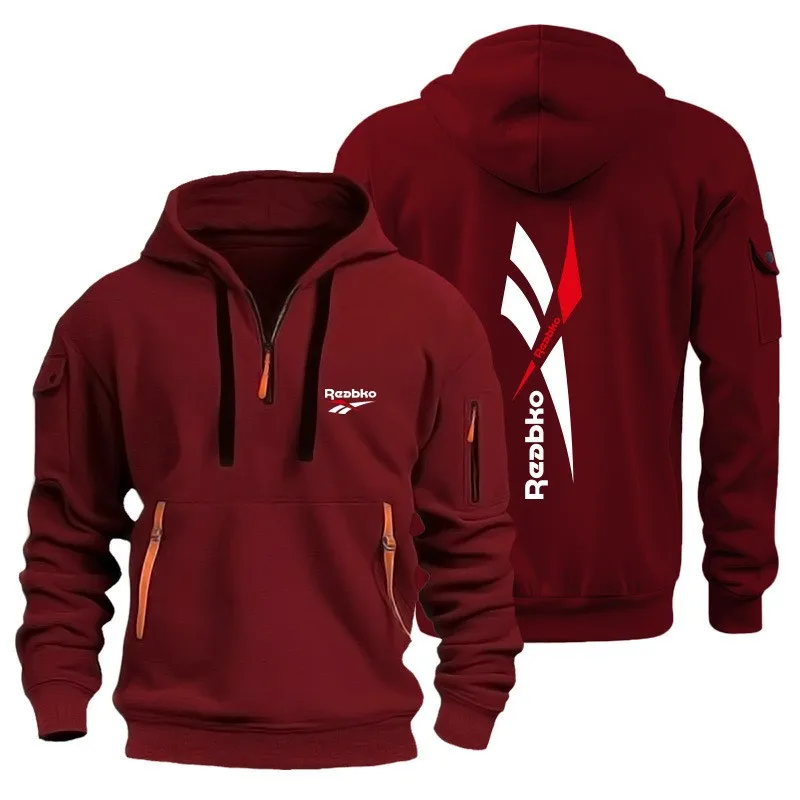 Men's Multi Pocket Hoodie New Fashionable Autumn and Winter, Fashionable Pattern Printed Drawstring Hoodie Sports Sweatshirt - Image 4
