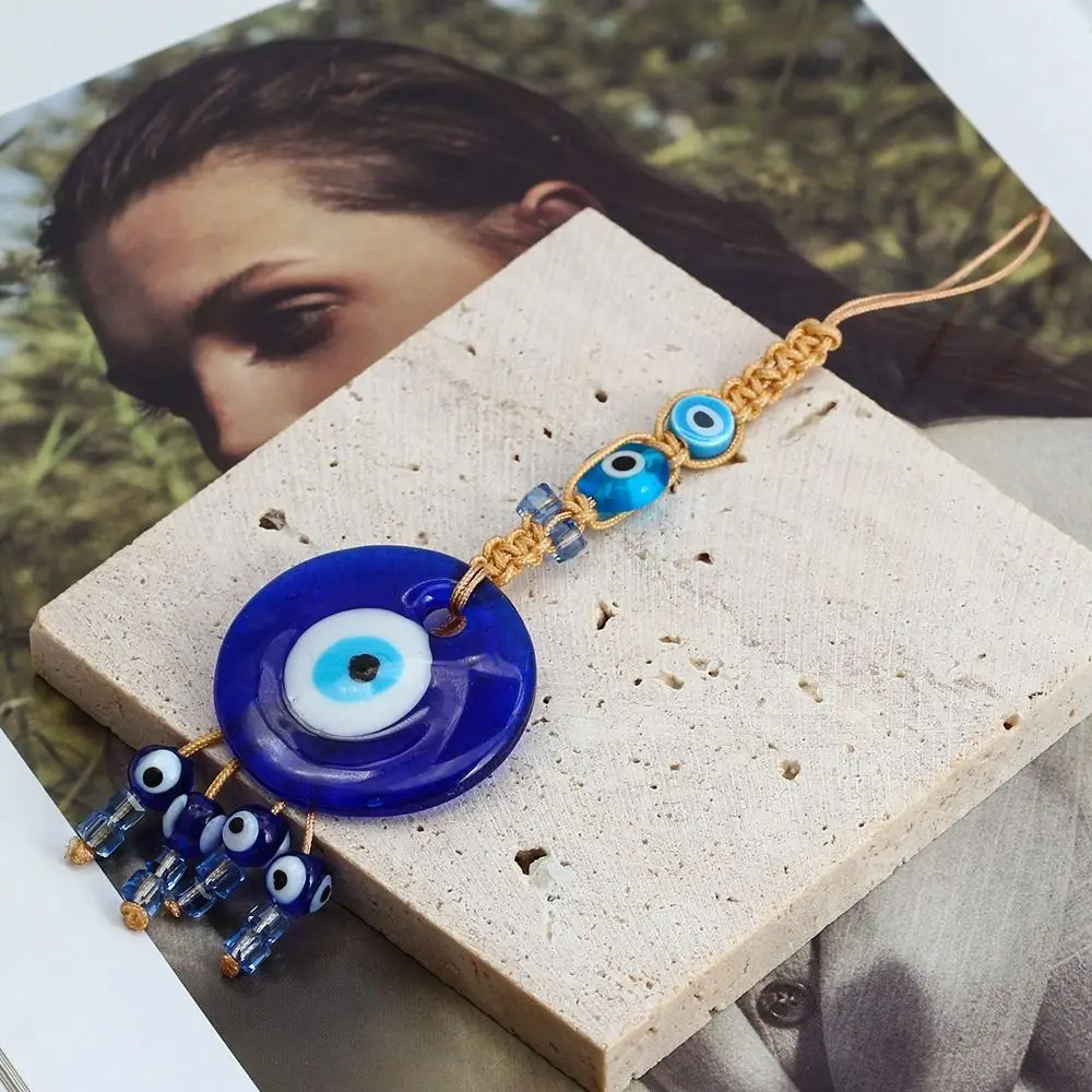 Craft Braided Rope Wall Hanging Liuli Colorful Bead Car Hanger Decoration Blue Eye Key Chain Demon Eye Pendant Home Wall Hanger