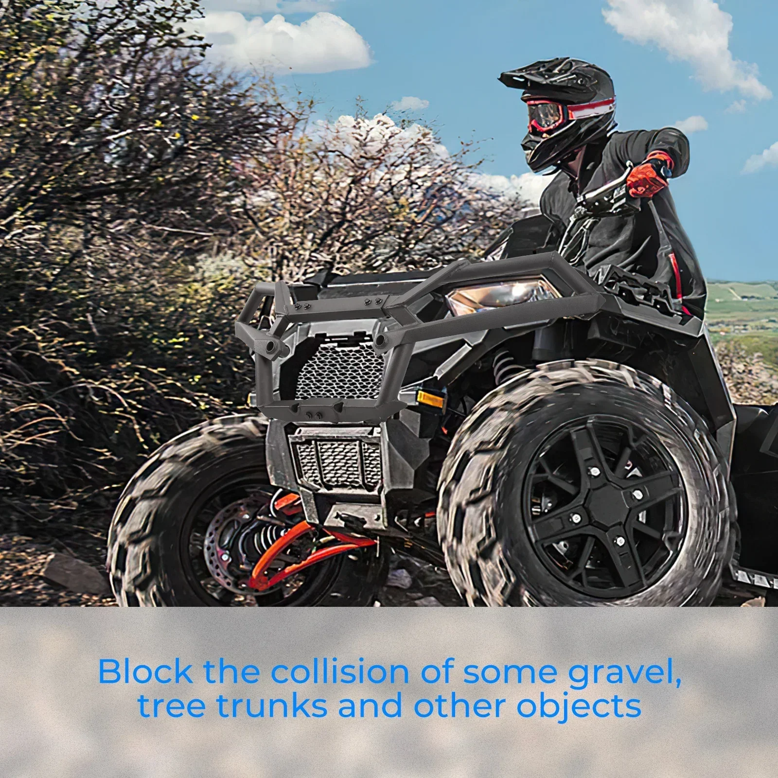 KEMIMOTO-Protector de parachoques delantero ATV, Protector de cepillo Compatible con Polaris Sportsman 850 / XP 1000 2017-2024 2025, parachoques