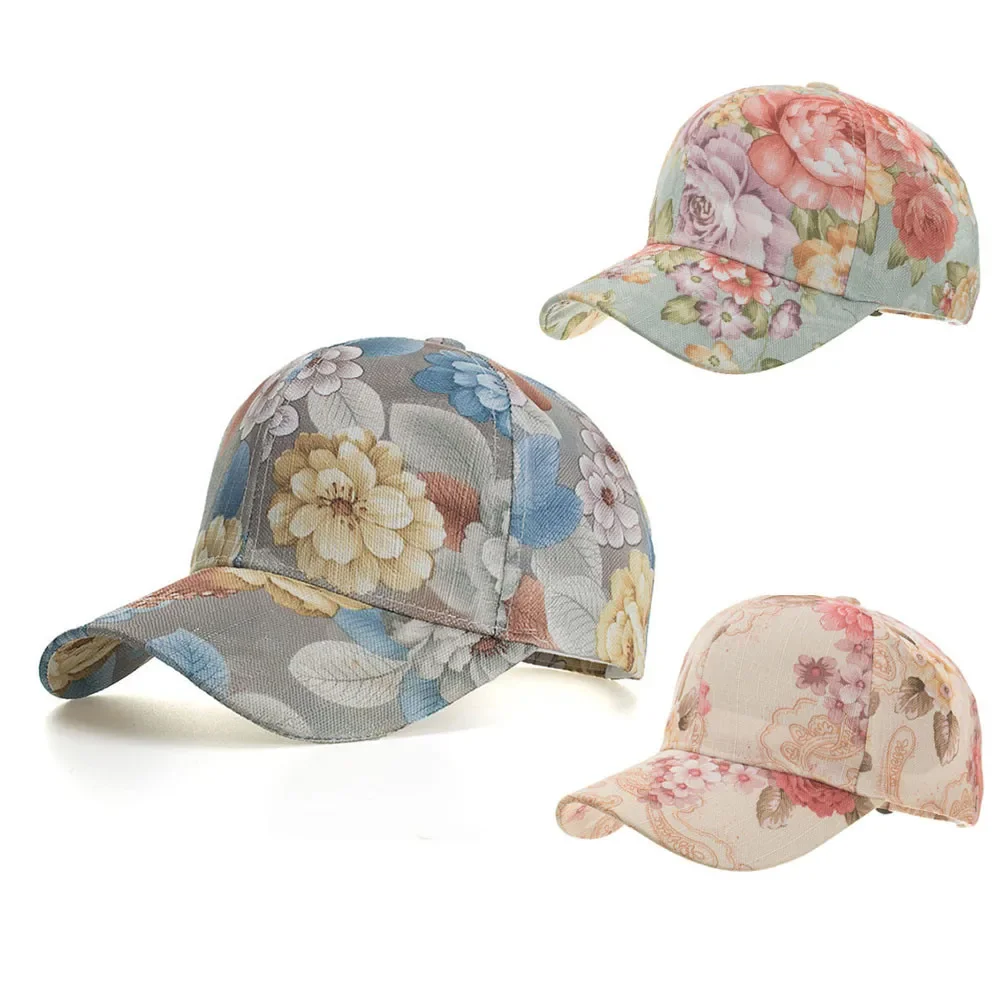 Fashion Floral Baseball Cap Women Lady Adjustable Flower Hats Summer Thin Breathable Baseball Caps Hat Print Snapback Casquette