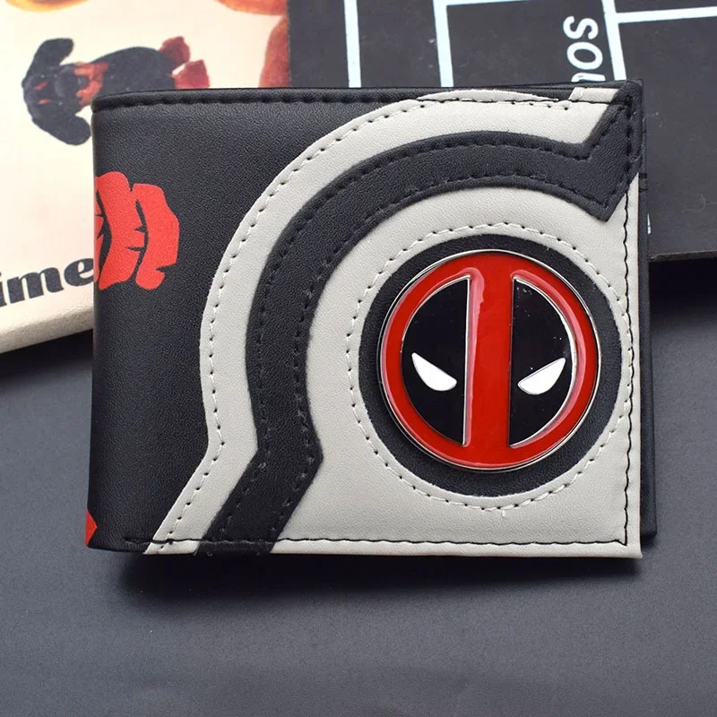 Nouveau portefeuille pliable Marvel Avengers figurines d'anime Deadpool dessin animé portefeuille en polyuréthane hommes Animation Cosplay porte-monnaie cadeaux d'anniversaire