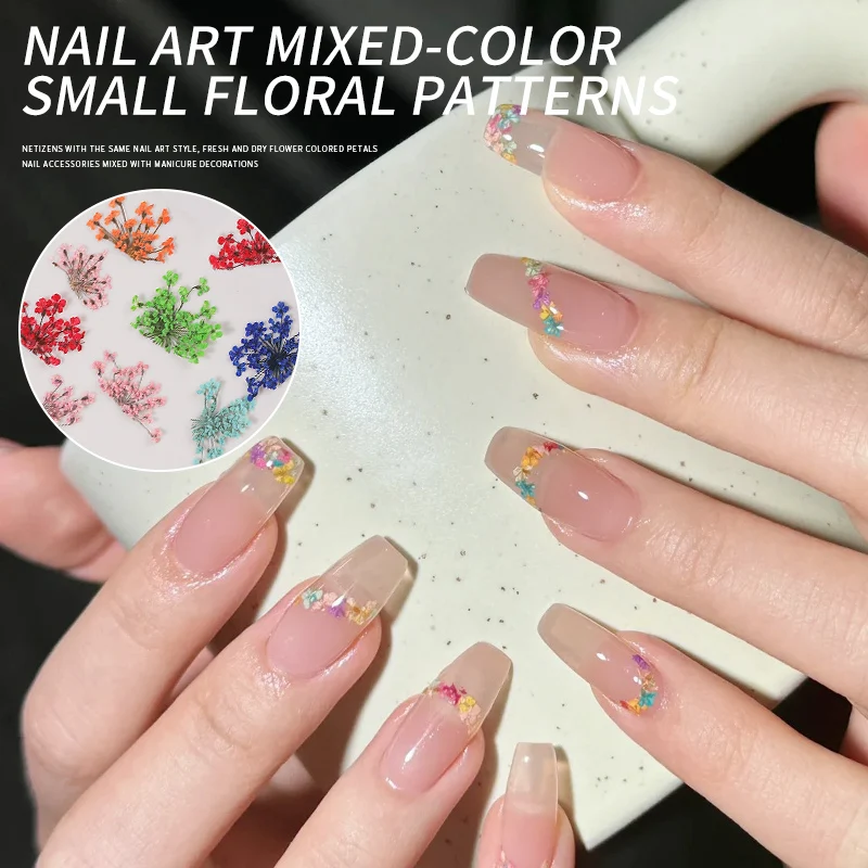 Flores secas-decorações da arte do prego 3d peças japonesas unhas encantos acessórios de decoração suprimentos material para unhas