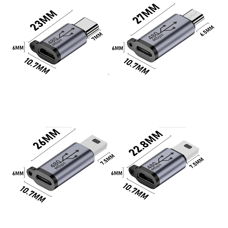 Type-c to Micro,Micro to Type c,type c to mini usb,Micro to mini usb adapter,Famele to Male adapter for 480Mbps data Transfer