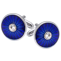 KFLK Jewelry Fashion French Shirt cufflinks for mens Brand Crystal Cuff links Wholesale Button Blue High Quality guests