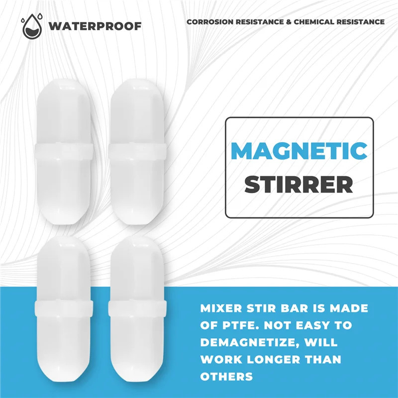 ABKR-10 Pcs 20Mm/0.8 인치 자기 교반기 믹서 교반 막대 실험실 바 교반 플레이트 바