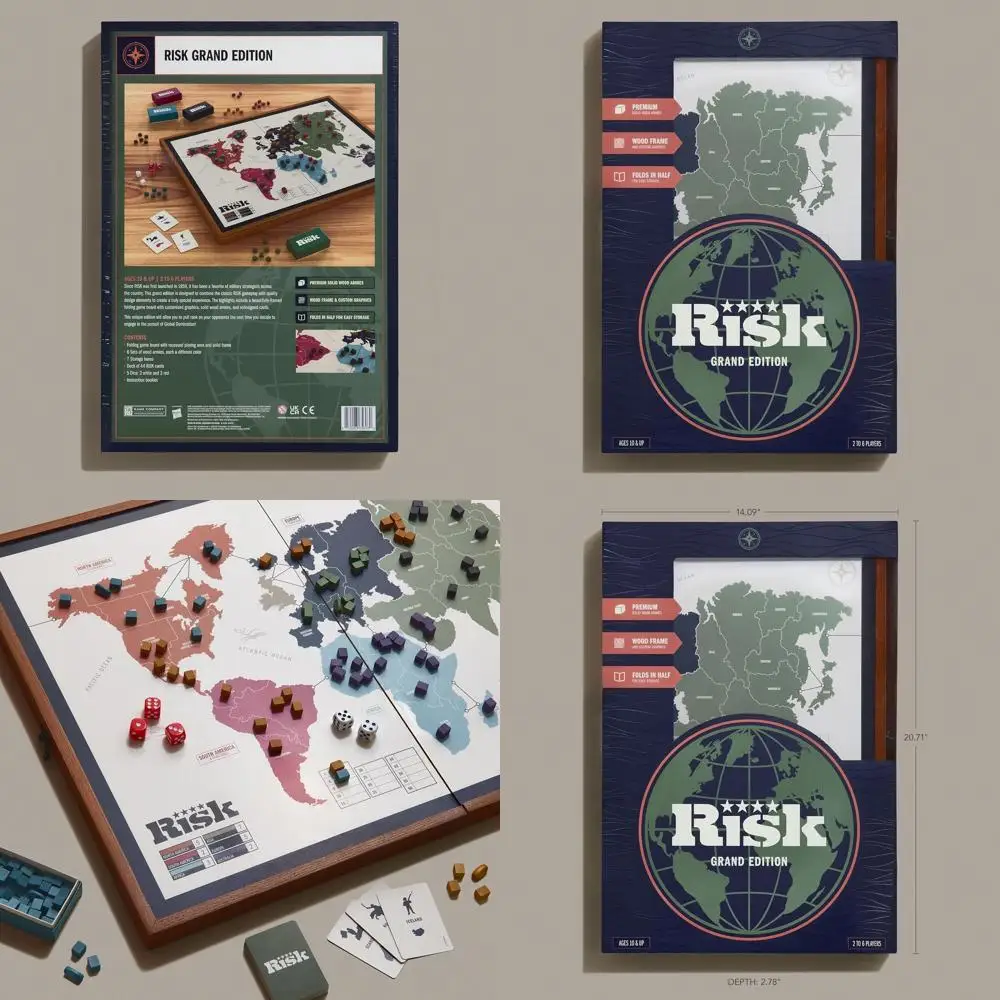 

Grand Strategy Board Game: Deluxe Wood-Framed with Solid Armies, Folding Board, Storage for 2-6 Players