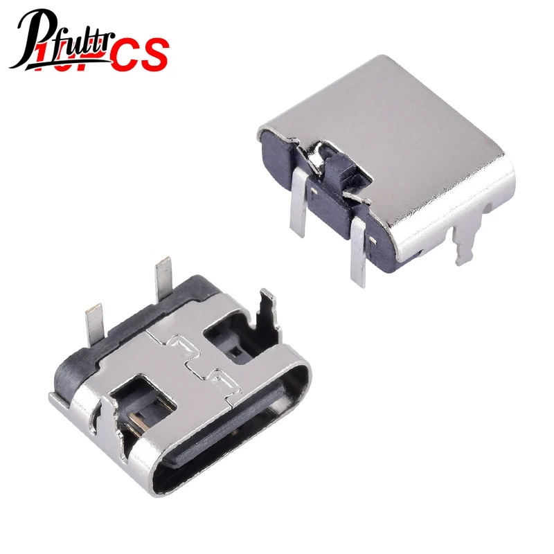 10Pcs 2 Pin Micro USB Type C Connector Socket USB 3.1 Type-C Female Power Jack Dock For Mobile Phone Charging Port