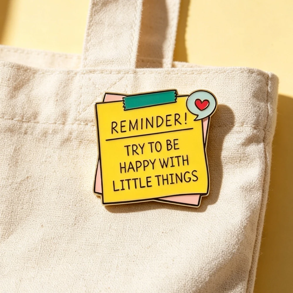 Selbstpflege-Erinnerungs-Emaille-Abzeichen, Farbenfrohes Haftnotizen-Design, Ästhetisches Accessoire für Taschen & Kleidung – Detail 5