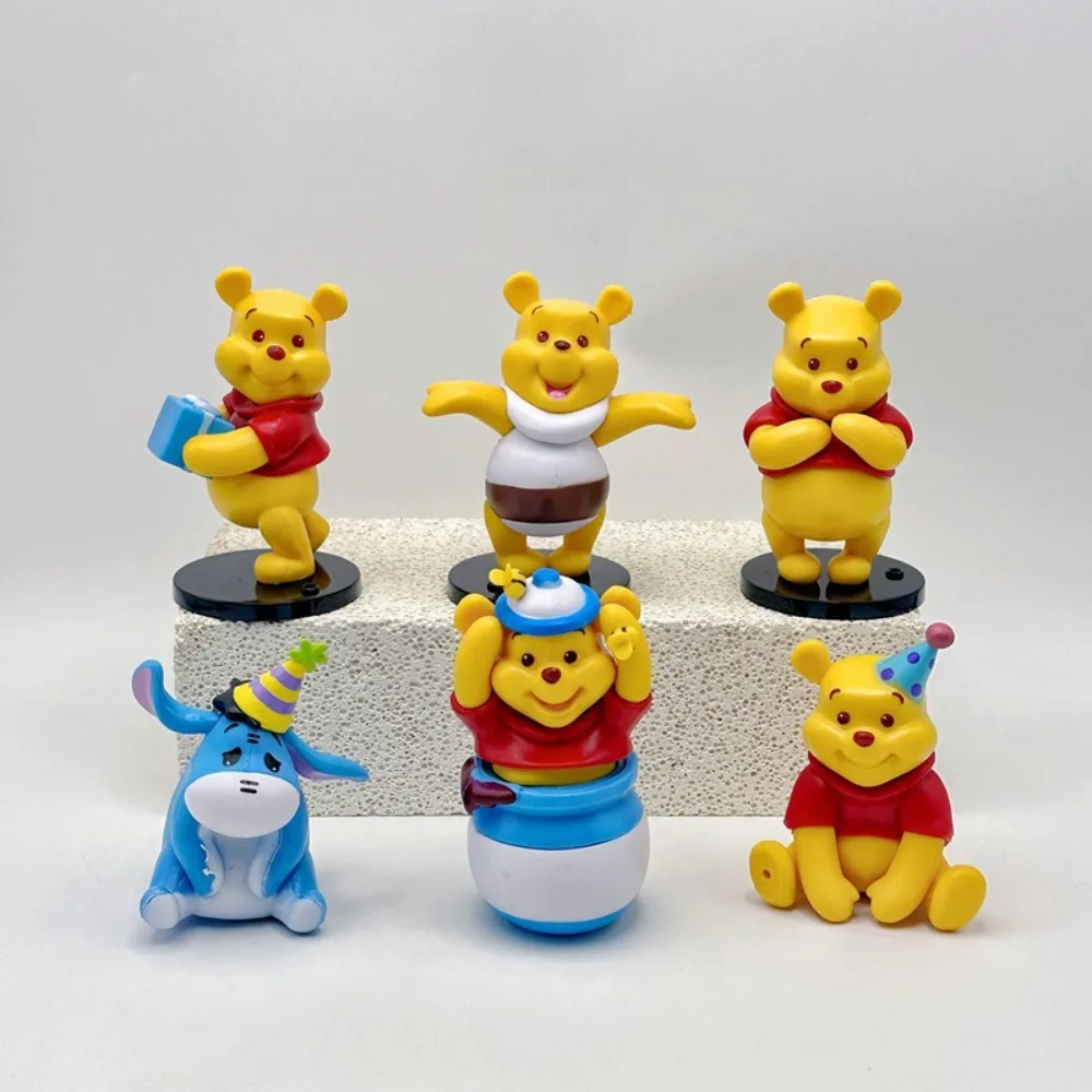 Anime kartun lucu Disney Winnie The Pooh Friends Party Winnie Eeyore Kit garasi Model enam gaya dekorasi ornamen Desktop