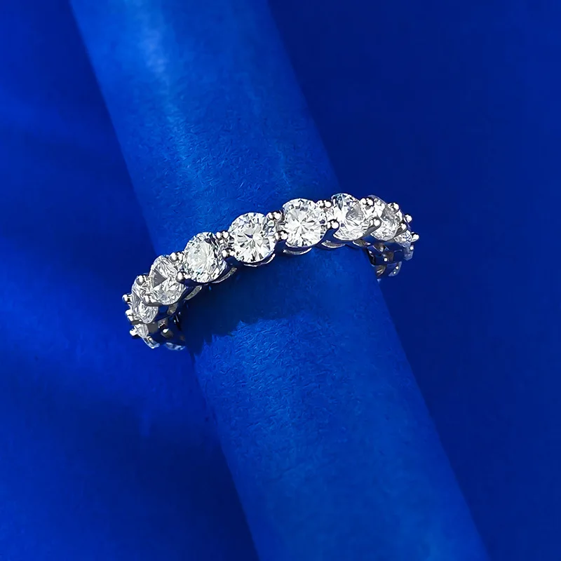 Eternity Lovers 4mm Lab Diamond Ring 925 Sterling Silver Wedding Band Rings for Women Men Engagement Promise Party Jewelry