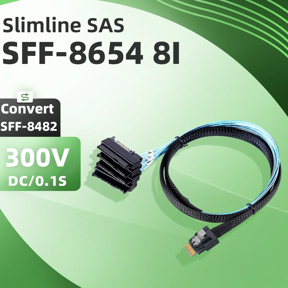 

ADT-Link PCI-E Slimline SAS 4.0 38Pin SFF-8654 4i к SFF-8482 Удлинительный кабель-адаптер 2-в-1 для сервера 5G 8654 4I-8482 2-в-1