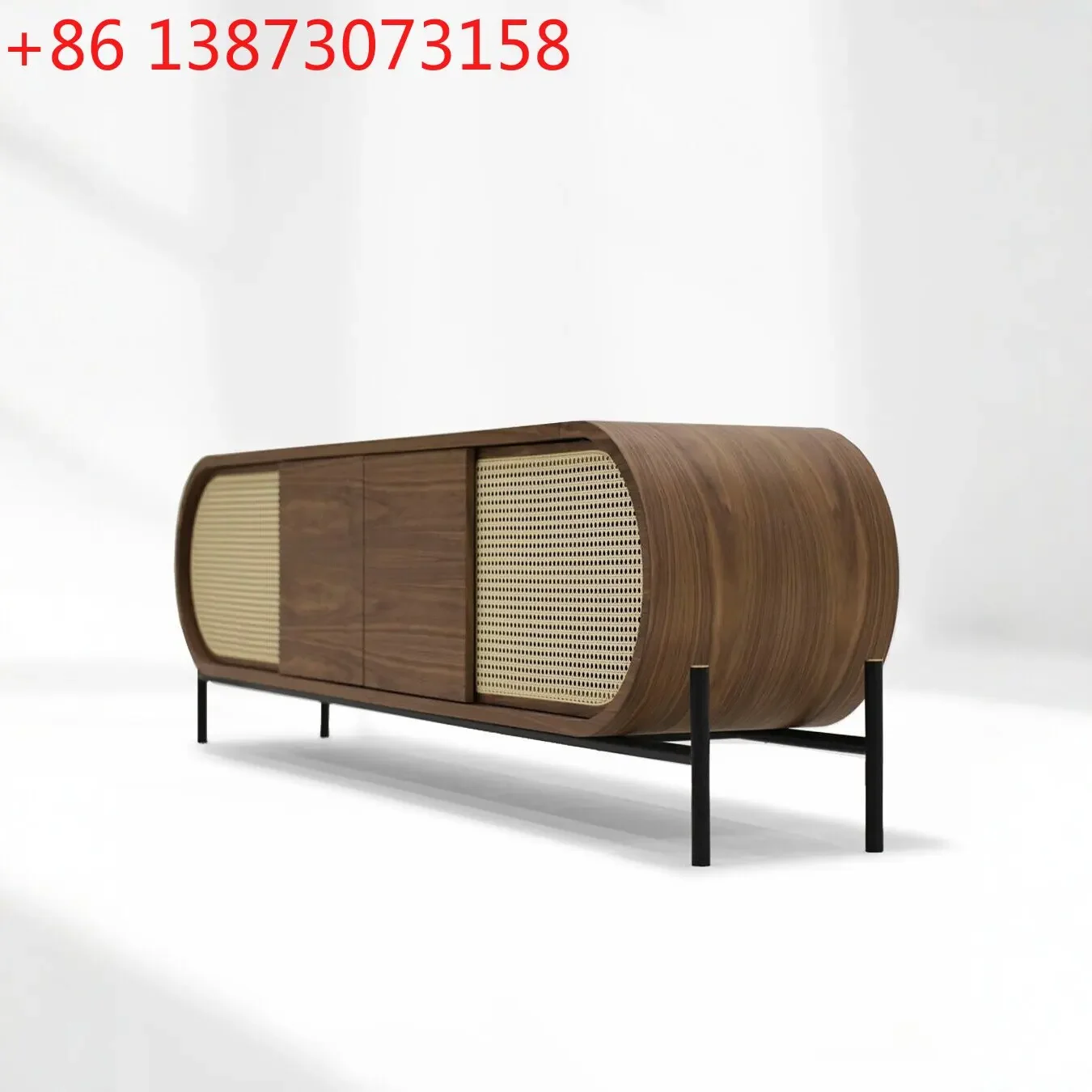 

North American medieval designer solid wood modern simple living room wall storage cabinet