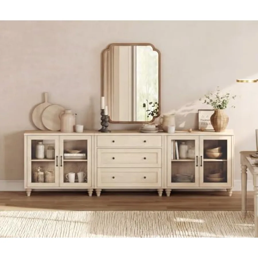 

Многофункциональный буфет-сервант 3-в-1 с местом для хранения, кухонный шкаф-кладовка со стеклянной дверцей, консольный стол для развлечений