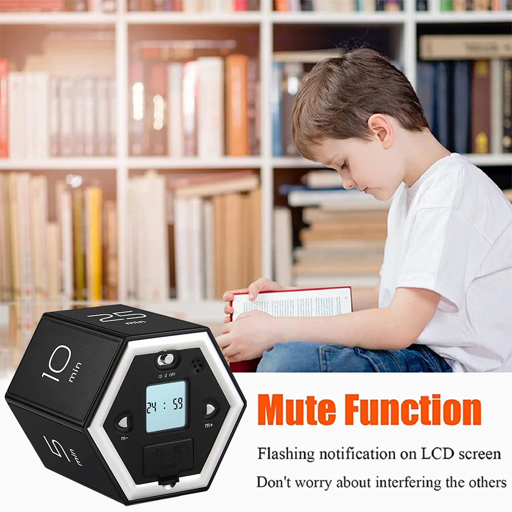 Hexagon Digital Clock Timer Magnetic Cubes Timer Kitchen Hexagon Flip Timer for Studying Cooking Exercising Easy To Use Magnetic