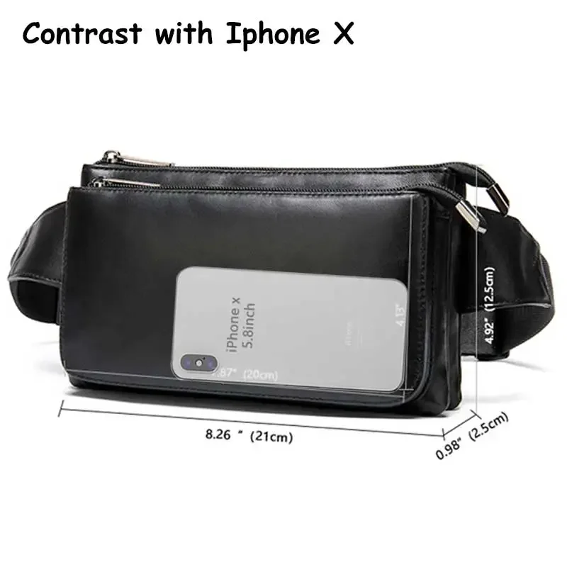 Sheep Genuine Leather Waist Packs Fanny Pack Belt Bag Hip Travel Waists Packs Male Small Pouch For Man Leather Waist Bag Man