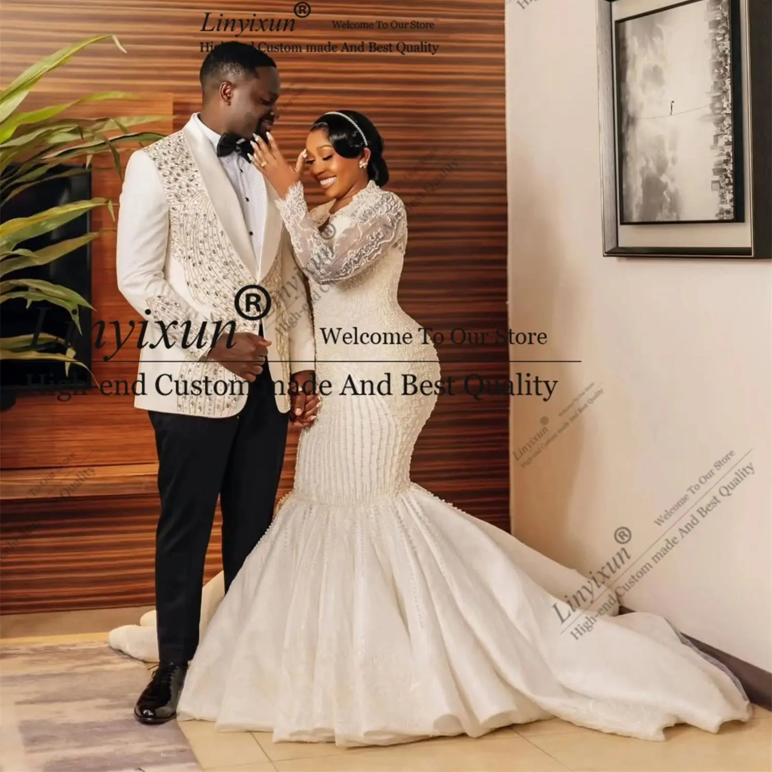 

High End Diamond Crystals Men Suits Shawl Lapel Wedding Groom Tuxedos 3 Pieces Sets Party Prom Blazer Customized Costume Homme