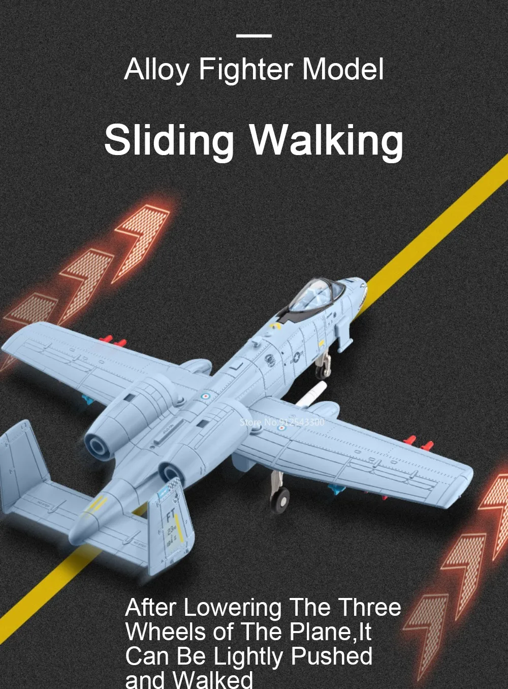 1:32 A-10 Thunderbolt II F-14 Fighter Model Toy Foldable Wheels Metal Body Airplane Sound Light Models Gifts for Children