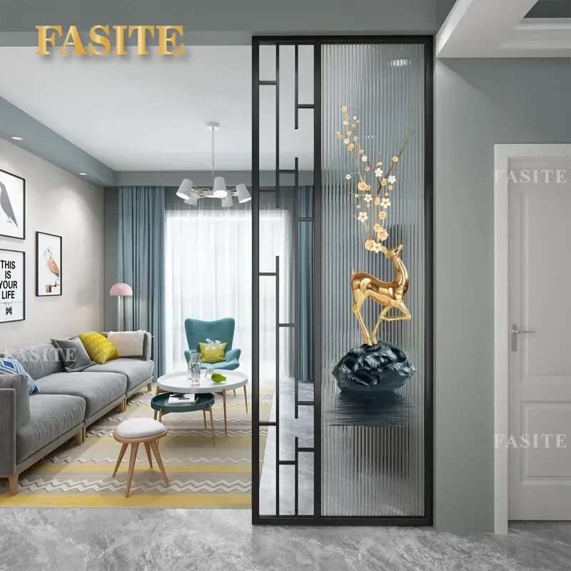For Wrought Iron Changhong Glass Painted Screen Simple Entrance Living Room Home Office Blocking Decorative Partition Wall