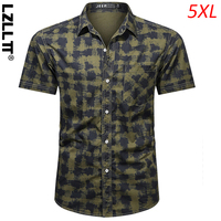 Summer Men Short Sleeve Cargo Breathable Shirt Men Casual Plaid Tactic Shirts Men Camouflage Outdoor Camp Hike Safari Work Shirt