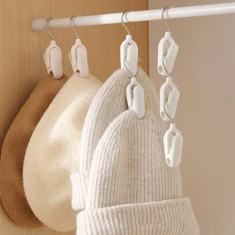   2PCS Heavy Duty Hat Clips Rotatable Hook Design Space Efficient Closet Storage Home Travel Storage Clip For Caps