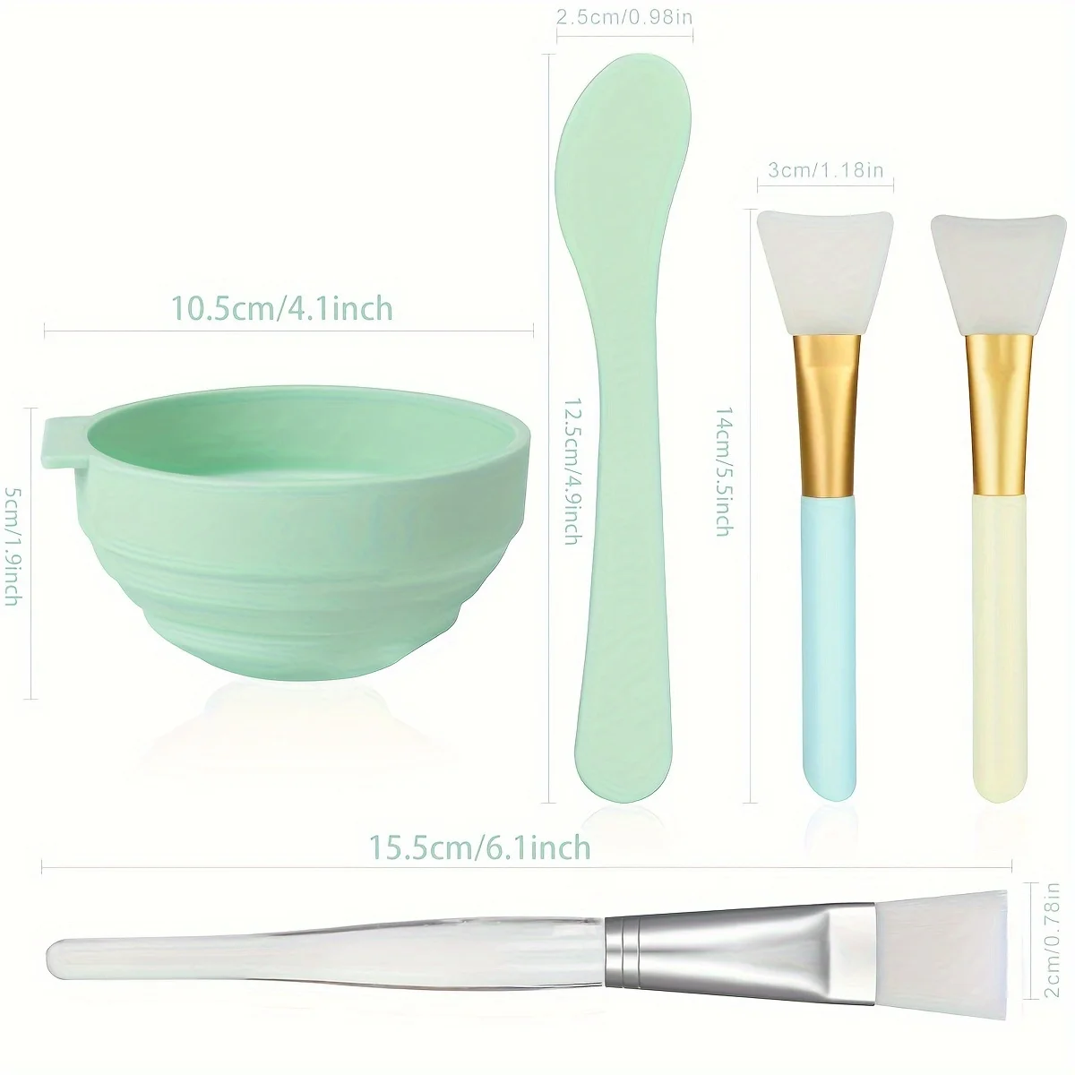 5PCS Silicone Facial Mask Bowl Set Face Mask Mixing and Color Mixing Bowls DIY Skincare Beauty Tool