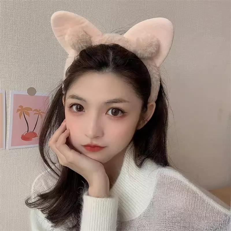 Hair Band Female Wash Face Cat Ears Headband Net Red Simple Cute Girl Heart Wide-brimmed Plush Hair Band Hairpin Head Jewelry