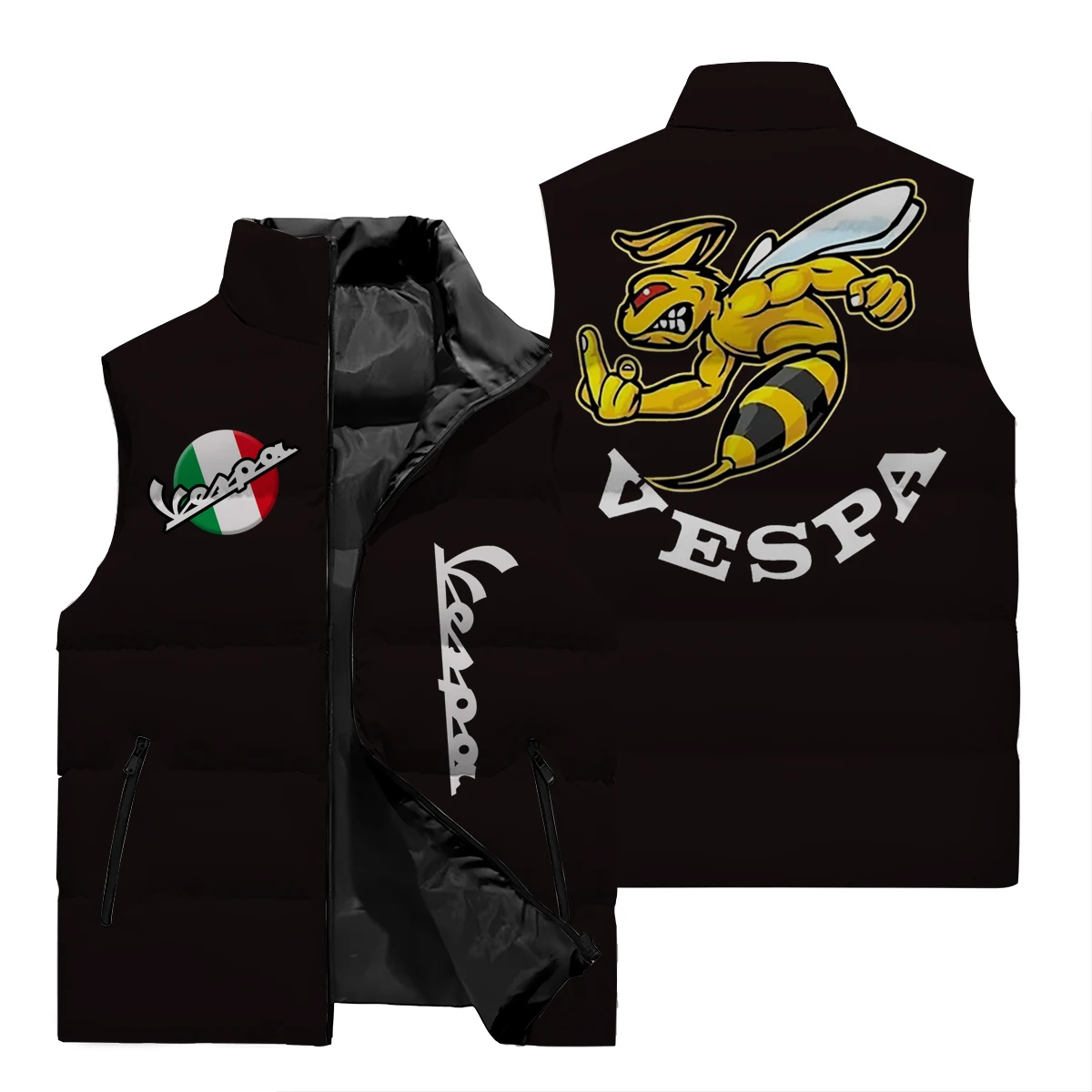 Street Wear Vest Y2kvespa Pattern Printed Oversized Jacket Sports Shirt Men's Puck Clothing Set Men's Sleeveless Down Jacket