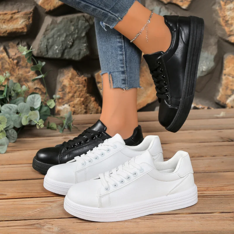 

2025Spring and Autumn Sports Shoes Women's Shoes New White Casual Fashion White Shoes Korean Style Black Sneakers