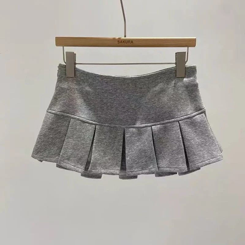 Y2K Low Waist Pleated Skirt for Women Summer American Streetwear Anti Exposure Mini Skirts Sexy Hot Girl All Match Jk Skirts New