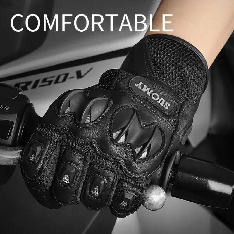 

SUOMY New Goat Leather Motorcycle Gloves Summer Mesh Men Women Moto Racing Gloves Full Finger Motorbike Motorcross Gloves