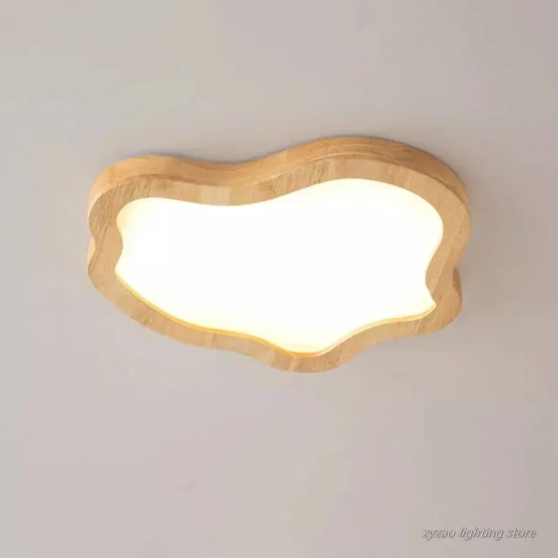 Space Decoration Minimalist Style Ceiling Light Rubber Wood Healthy Pollution-free Decor Light Living Room Bedroom Ceiling Lamp
