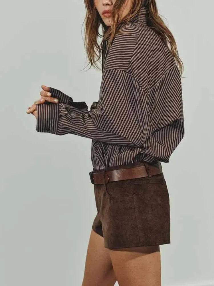 Europäischen und Amerikanischen stil herbst neue ankunft modische lässig einfache frauen langarm gestreiften lose hemd