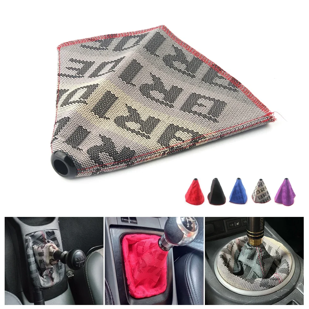 Car Gear Shift Boot Cover Printed Fabric Dustproof Anti Scratch Manual Gear Shifter Sleeve Auto Interior Decor Accessory